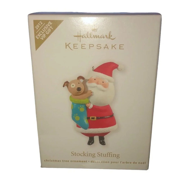 HALLMARK KEEPSAKE "Stocking Stuffing" Santa & Dog Christmas Xmas Tree Ornament - Picture 2 of 7